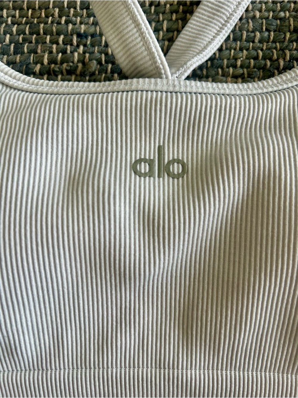 Alo Yoga Seamless Ribbed Favorite Bra Tank White - Picture 3 of 12